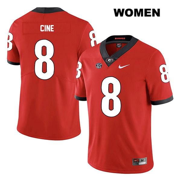 Georgia Bulldogs Women's Lewis Cine #8 NCAA Legend Authentic Red Nike Stitched College Football Jersey OUK7756FE